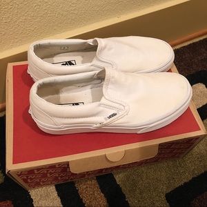 Vans White Classic Canvas Slip-On Sneaker Shoes